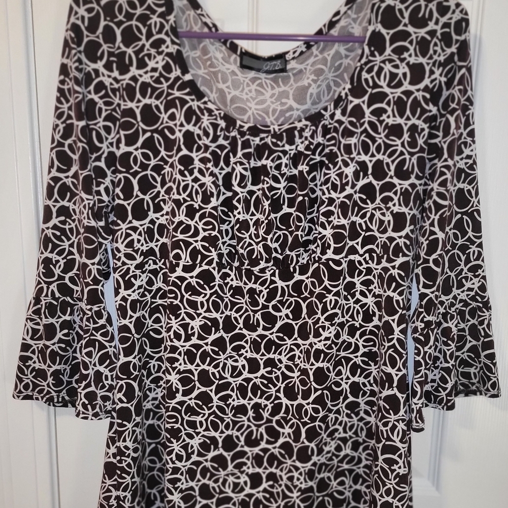 Brown White Circle Blouse (NWOT) - Girls